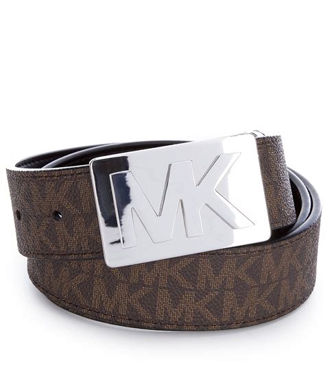 michael kors belt with mk logo plaque medium|MICHAEL Michael Kors Belt with Silver MK Logo Plaque, Brown .